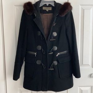 Fur trimmed wool coat